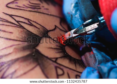 Process of making tattoo close-up