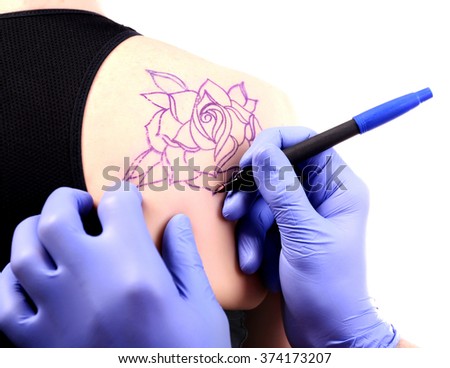 Process of making tattoo, closeup