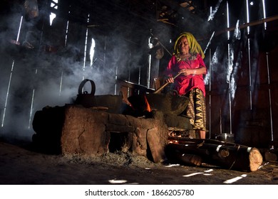 The Process Of Making Traditional Palm Sugar In A Smoky Kitchen, East Java 2 December 2020