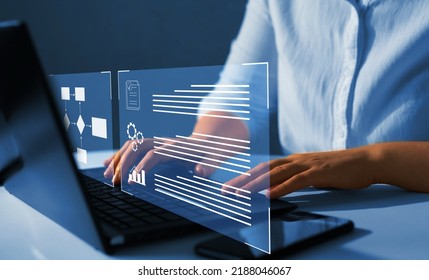 Process Management With Flowchart To Improve Productivity 
And  Successful Efficiency Of The Company. Workflow Robotic  Automation Concept.