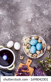 Process Of Painting Easter Eggs With Natural Dye Of Red Cabbage Juice