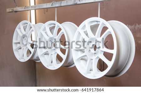 Process of powder coating auto wheels Stock photo © 