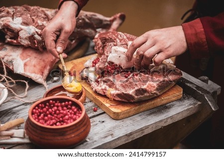 Process of preparing ox heart according to medieval recipe