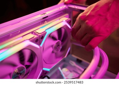 The process of properly installing a CPU cooler water cooling in a custom built personal computer system