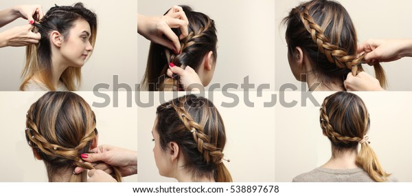 Process Weaving Braid Boho Style Hairstyle Stock Image Download Now