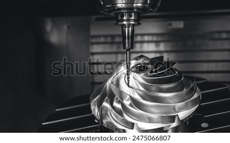 Process working CNC turning milling metal Industry machine cutting turbine impeller and blades part.