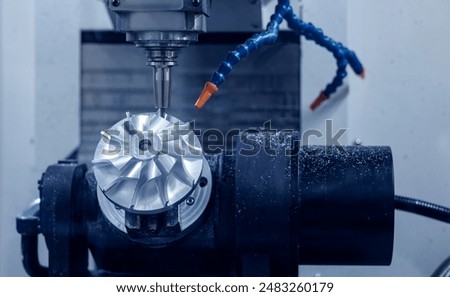 Process working CNC turning milling metal Industry machine cutting turbine impeller and blades part.