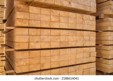 Processed blocks of timber ready for treating and re-processing. Timber products - Shutterstock ID 2188614041
