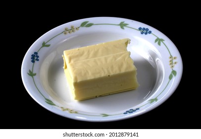 Processed Cheese Block In A Dish