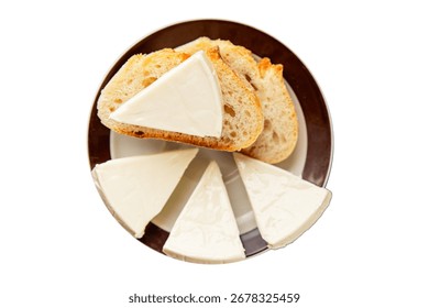 Processed cheese spread portion size cheese for sandwich tasty snack fresh delicious gourmet food background on the table rustic food top view copy space