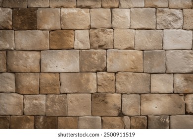 Processed collage of ancient yellow block wall texture. Background for banner, backdrop or texture for 3D mapping