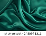 Processed collage of emerald green silk surface texture. Background for banner, backdrop or texture for 3D mapping