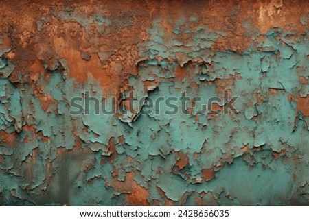 Processed collage of grunge chipped paint rusty textured metal in daylight. Background for banner, backdrop or texture for 3D mapping