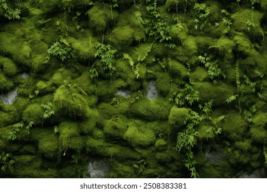 Processed collage of mossy forest ground surface texture. Background for banner, backdrop or texture for 3D mapping - Powered by Shutterstock