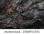 Processed collage of old black tree bark surface texture. Background for banner, backdrop or texture for 3D mapping