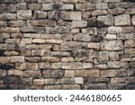 Processed collage of old medieval stone wall texture in daylight. Background for banner, backdrop or texture for 3D mapping