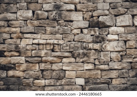 Processed collage of old medieval stone wall texture in daylight. Background for banner, backdrop or texture for 3D mapping