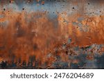 Processed collage of old rusty metal sheet texture in daylight. Background for banner, backdrop or texture for 3D mapping