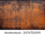 Processed collage of old rusty metal sheet texture in daylight. Background for banner, backdrop or texture for 3D mapping