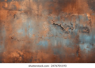 Processed collage of old rusty metal sheet texture in daylight. Background for banner, backdrop or texture for 3D mapping