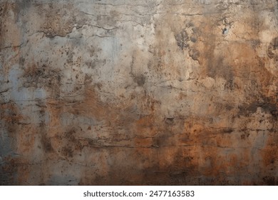 Processed collage of old rusty metal sheet texture in daylight. Background for banner, backdrop or texture for 3D mapping