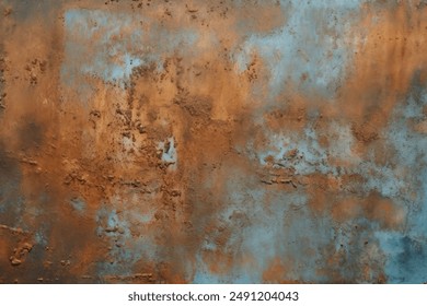 Processed collage of old rusty metal sheet texture in daylight. Background for banner, backdrop or texture for 3D mapping