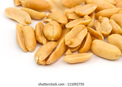 Processed pea nuts isolated on white background