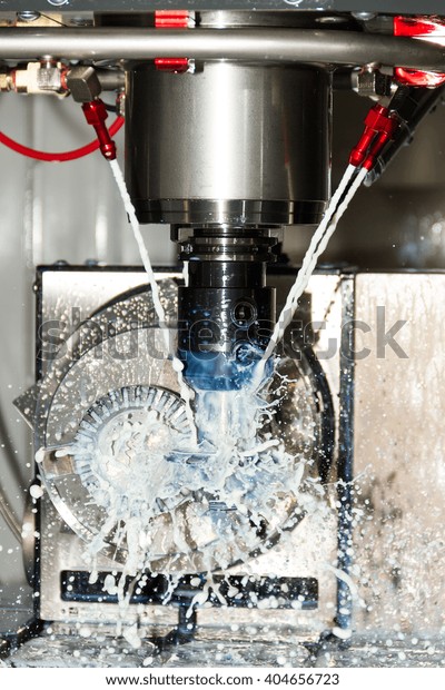 Processing / milling process of metal detail on\
CNC machine for heavy\
industry