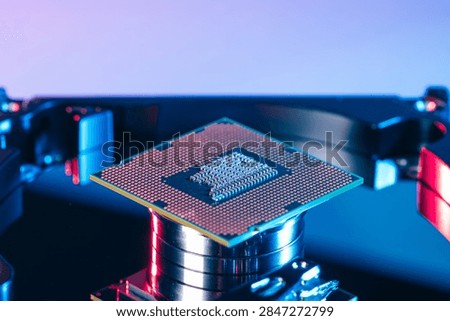 processing unit CPU microprocessor chip placed on opened computer hard disk drive HDD components as a conceptual metaphor for AI hardware semiconductor technology data storage infrastructure and cyber