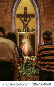 The Procession Of The Feast Day Of Divine Mercy On Sunday 8 April 2018 At Saint Louis Church Bangkok Thailand