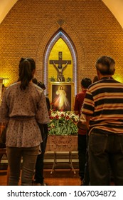 The Procession Of The Feast Day Of Divine Mercy On Sunday 8 April 2018 At Saint Louis Church Bangkok Thailand