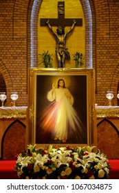 The Procession Of The Feast Day Of Divine Mercy On Sunday 8 April 2018 At Saint Louis Church Bangkok Thailand