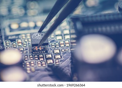 Processor for AI acceleration, CPU Central processing Unit or GPU microchip on a motherboard. AI-focused hardware and software is upgraded in mobile processor and smart device to imitate human brain