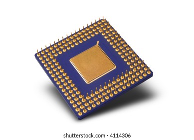 Processor chip isolated over a white background