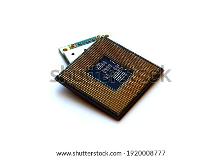 processor for a computer lies on a white isolated background