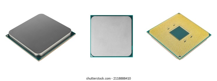 processor for a computer, a spare part for a computer, on a white background, in isolation