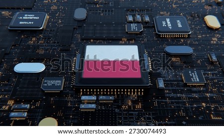 Processor, CPU or Chip With the Flag of Poland