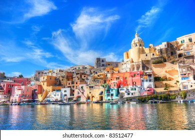 Procida, Beautiful Island In The Mediterranean Sea Coast, Naples, Italy