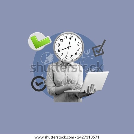 Procrastination concept, person with a clock instead head