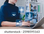 Procurement management concept. Procurement icons related to logistics, supply chain planning, and inventory management. procurement in ensuring efficient business operations. Service delivery process