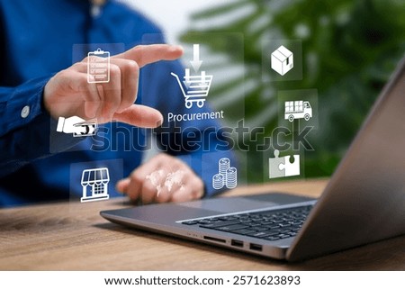 Procurement Management of Industry process concept, Businesswomen use laptop plan transportation import-export, Supply Chain and global logistics, Best network distribution growth of industrial cargo