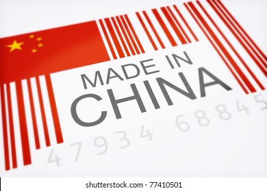 Product bar code symbolizing the massive amounts of imported goods from China isolated on a white background, 300 D.P.I