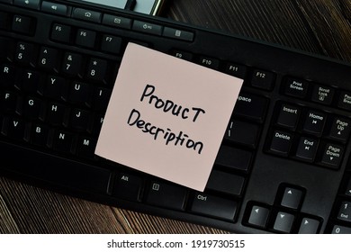 Product Description write on sticky notes isolated on Wooden Table. Business of Financial concept - Shutterstock ID 1919730515