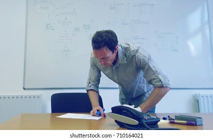 Product Designer Working On A Startup Whiteboard Session.