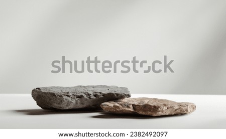 product display podium Rock Stone with blurred background with sunlight shadow