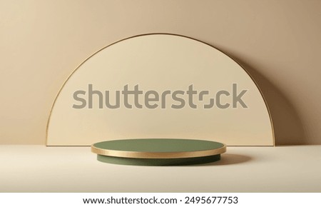 Product display, single round platform with gold trim