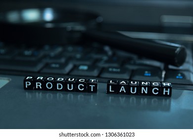 Product Launch text wooden blocks in laptop background. Business and technology concept - Shutterstock ID 1306361023