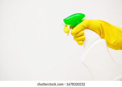 Product For Professional Cleaning On White Wall Background