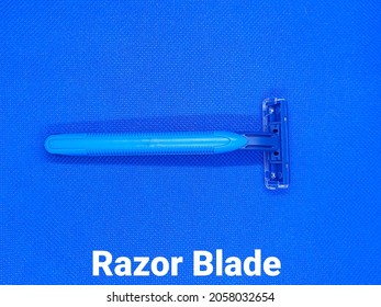 Product Razor Isolated Blue Background.