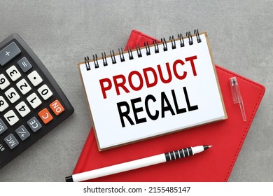 Product Recall. Text On An Open Notepad On A Red Notepad Background